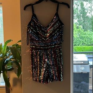 Rainbow sparkly romper.